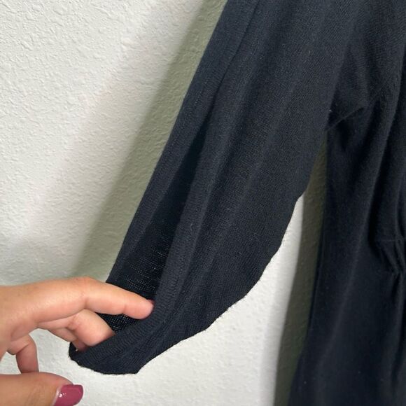 Moth Anthropologie Black Full Zip Wool Angora Short Sleeve Cardigan Size XL - Picture 5 of 13